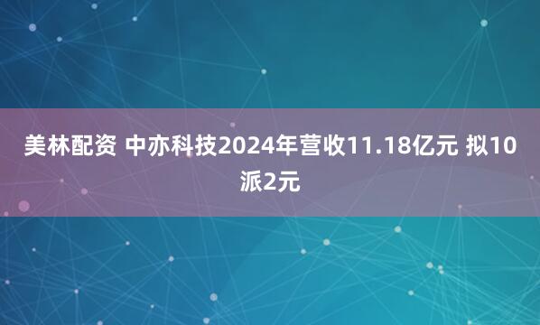 美林配资 中亦科技2024年营收11.18亿元 拟10派2元